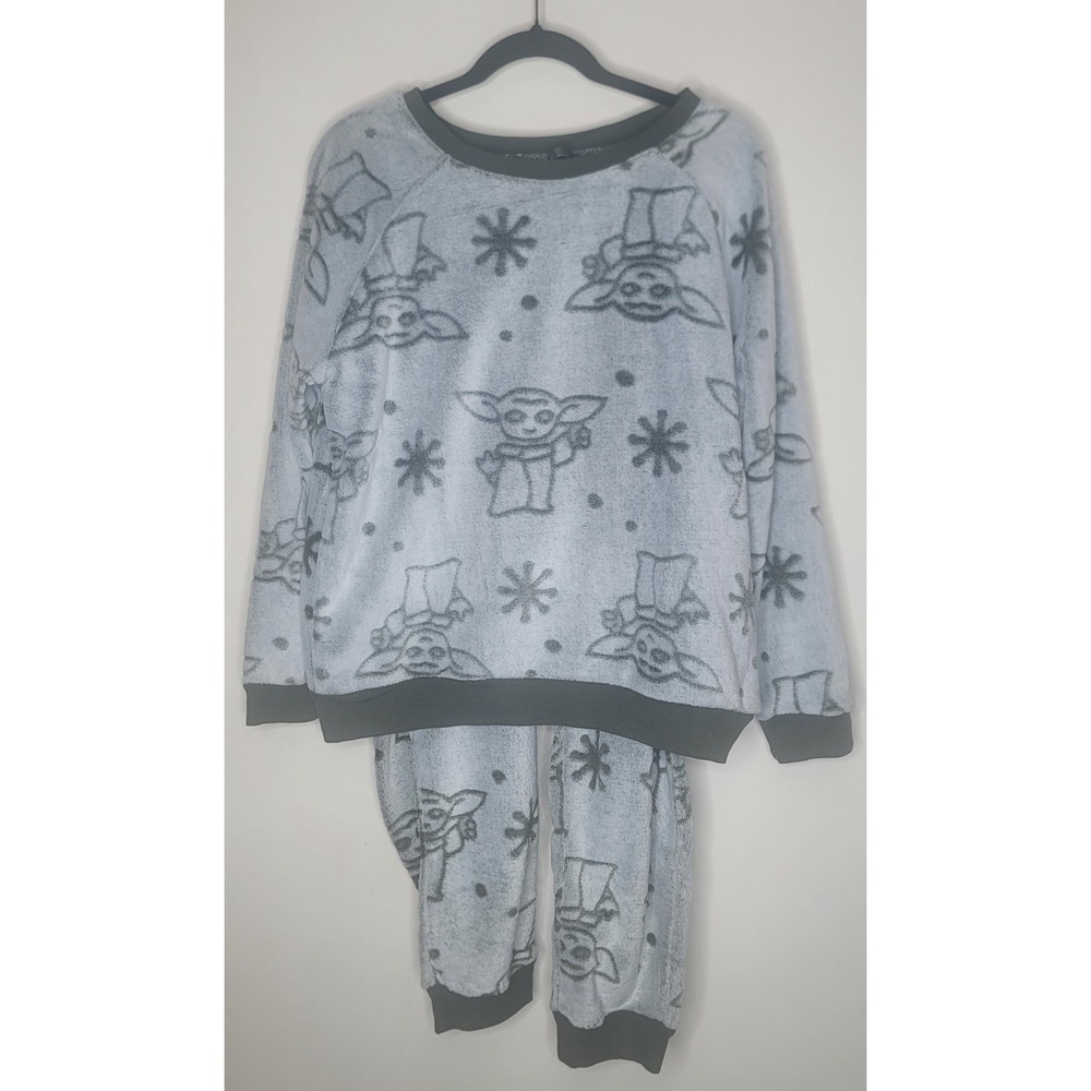 Star Wars Grogu Baby Yoda Pajama Set Women Large Fleece Cozy Lounge Sleepwear